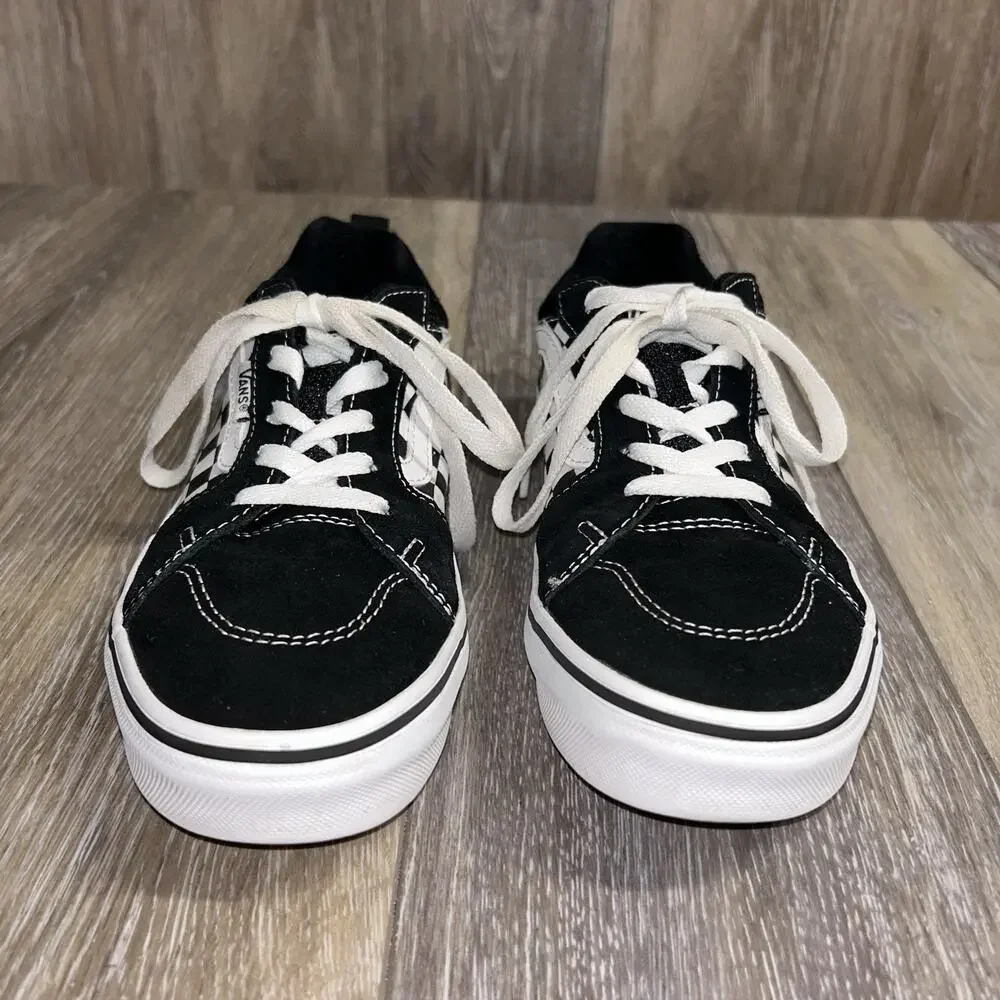 Vans Off The Wall Skater Shoes Youth 4.5 Black Checkered Low Top Sneakers 500714